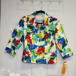 Floral Light Weight Jacket 3/4 Sleeves